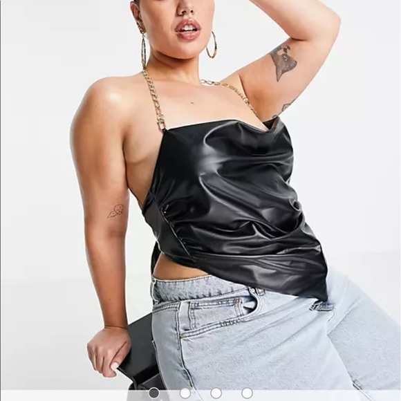 NWT Faux Leather Scarf Top - Picture 1 of 6